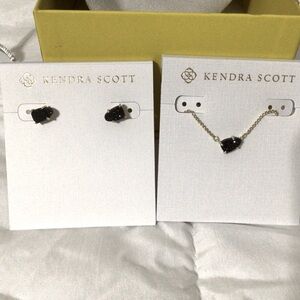 KENDRA SCOTT~Helga Necklace & Harriett Stud Earrings~Gold w/Black Sparkle Stones
